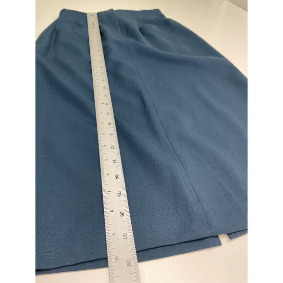 Vintage The Works by Saks Fifth Avenue Pencil Skirt 100% Wool Blue 2 Retro 60s - Picture 8 of 8